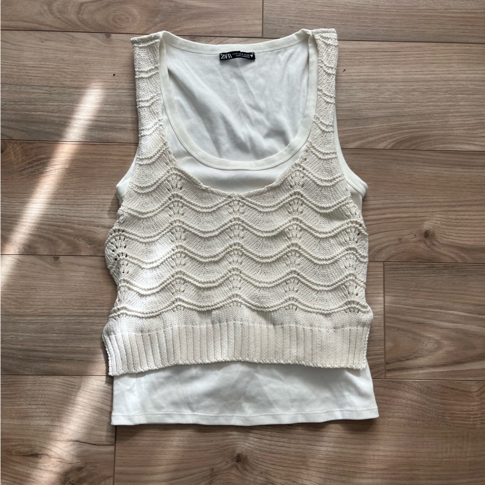 CLOSING SALE 
Zara Cream Knit Sleeveless Tank Top